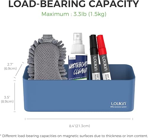 Miniatura 3 de loukin Paquete de accesorios para pizarra blanca  Soporte magnético y adhesivo para marcadores, paquete de 2 unidades pequeñas y grandes (azul)
