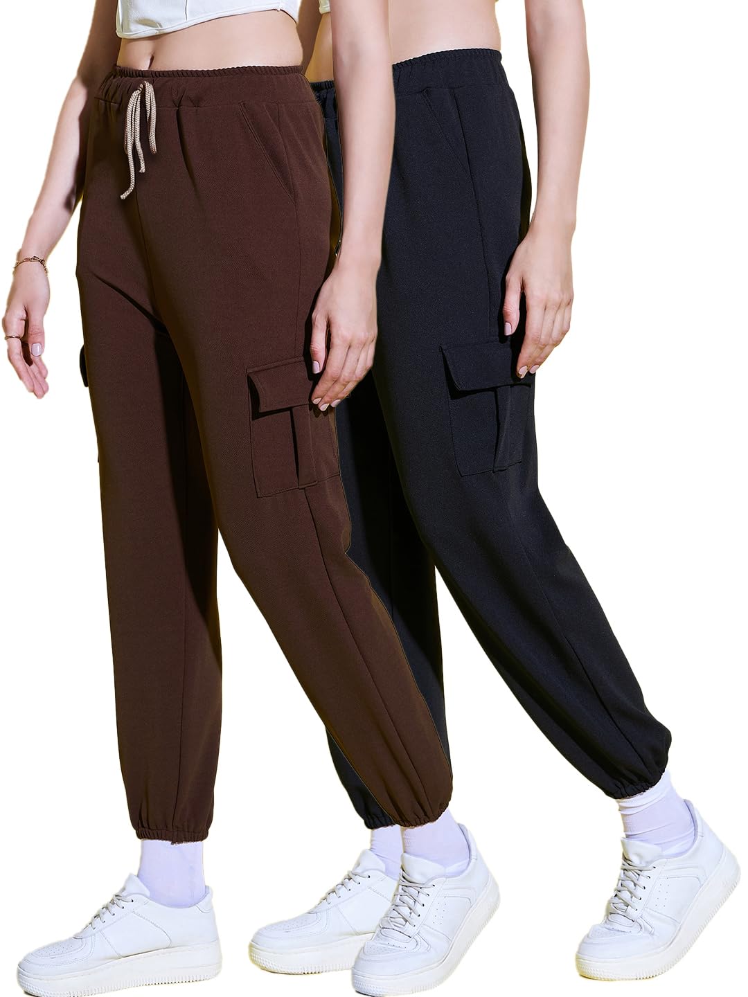 DIMPY GARMENTSRelaxed Fit Blend Women Jogger Pants with Pockets | Casual Cargo Pants Combo-Pack of 2