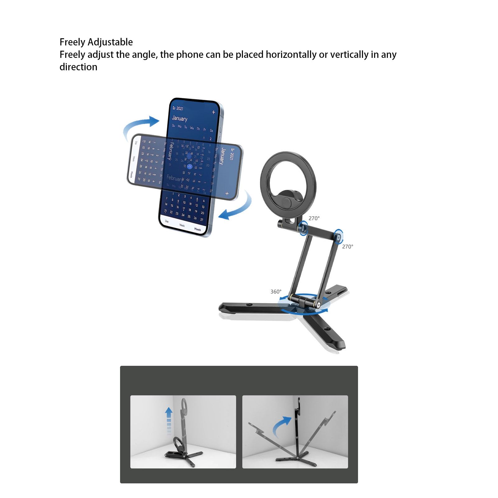 Supporto Magnetico per Telefono Treppiede, Lega di Alluminio