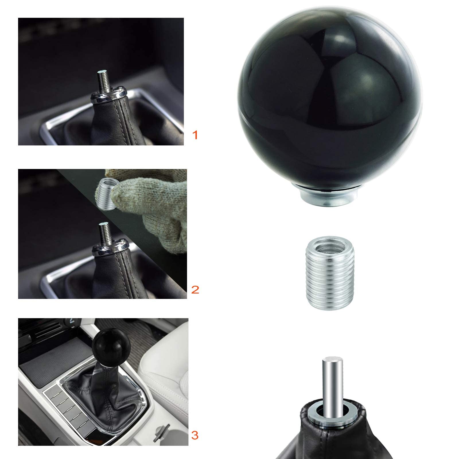 Snapklik.com : Lunsom Round Shift Knob, 8 Billiard Gear Shifter Lever ...