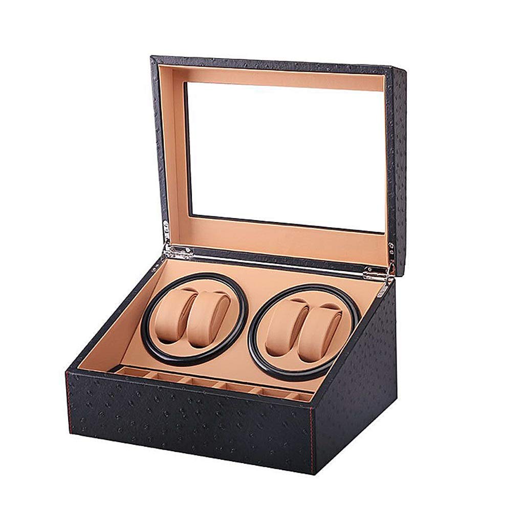 QUSYZD Watch Winder Watch Box, 4+6 Watch Winder Automatic with Watch Pillow, 5 Modes and Silent Motor, Watch Winding Storage Box Watch Winder,Brown-A