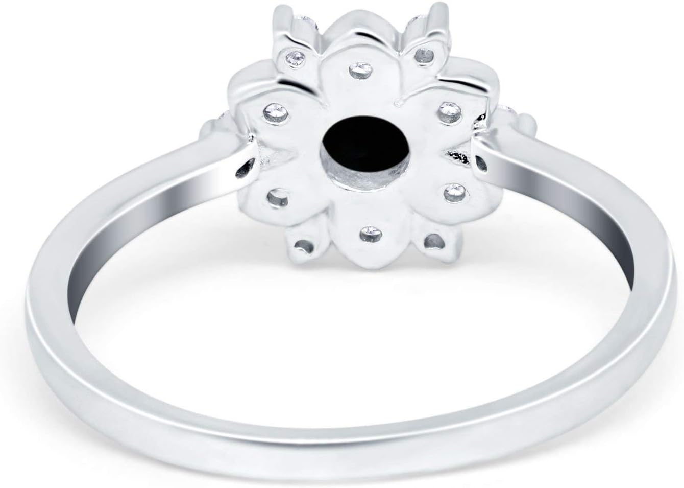Blue Apple Co. Halo Floral Art Deco Wedding Engagement Ring Round Simulated Cubic Zirconia 925 Sterling Silver