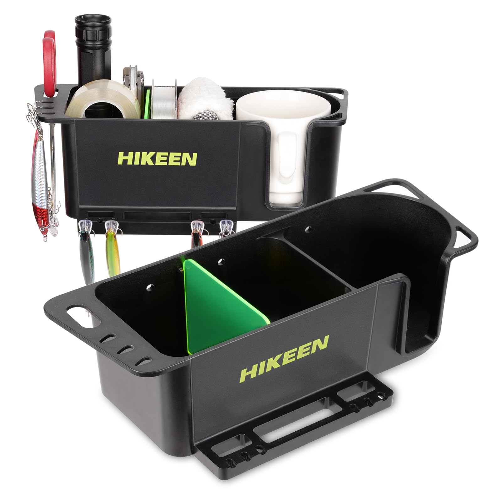 Hikeen Boat Caddy Organizer, Boat Cup Holder, Multifunctional Boat Organizer Universal Fit for Boat, Kayak, Pontoon, Bass Boat, Jon Boat - Fishing Tool Holder, Boat Fishing Cabin Storage (2Pack)