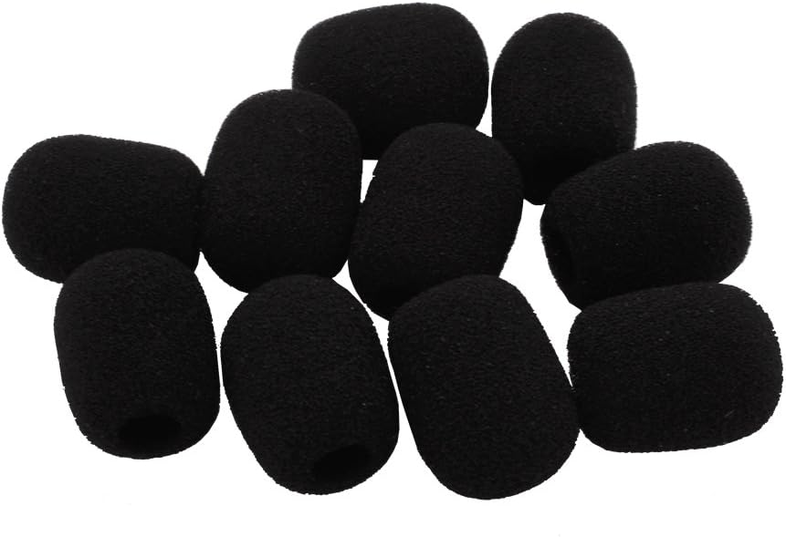 Leen4You Black 30x8mm(1.18"x0.31") Microphone Headset Windscreen Small Foam Covers Mic Cover (Pack of 10)