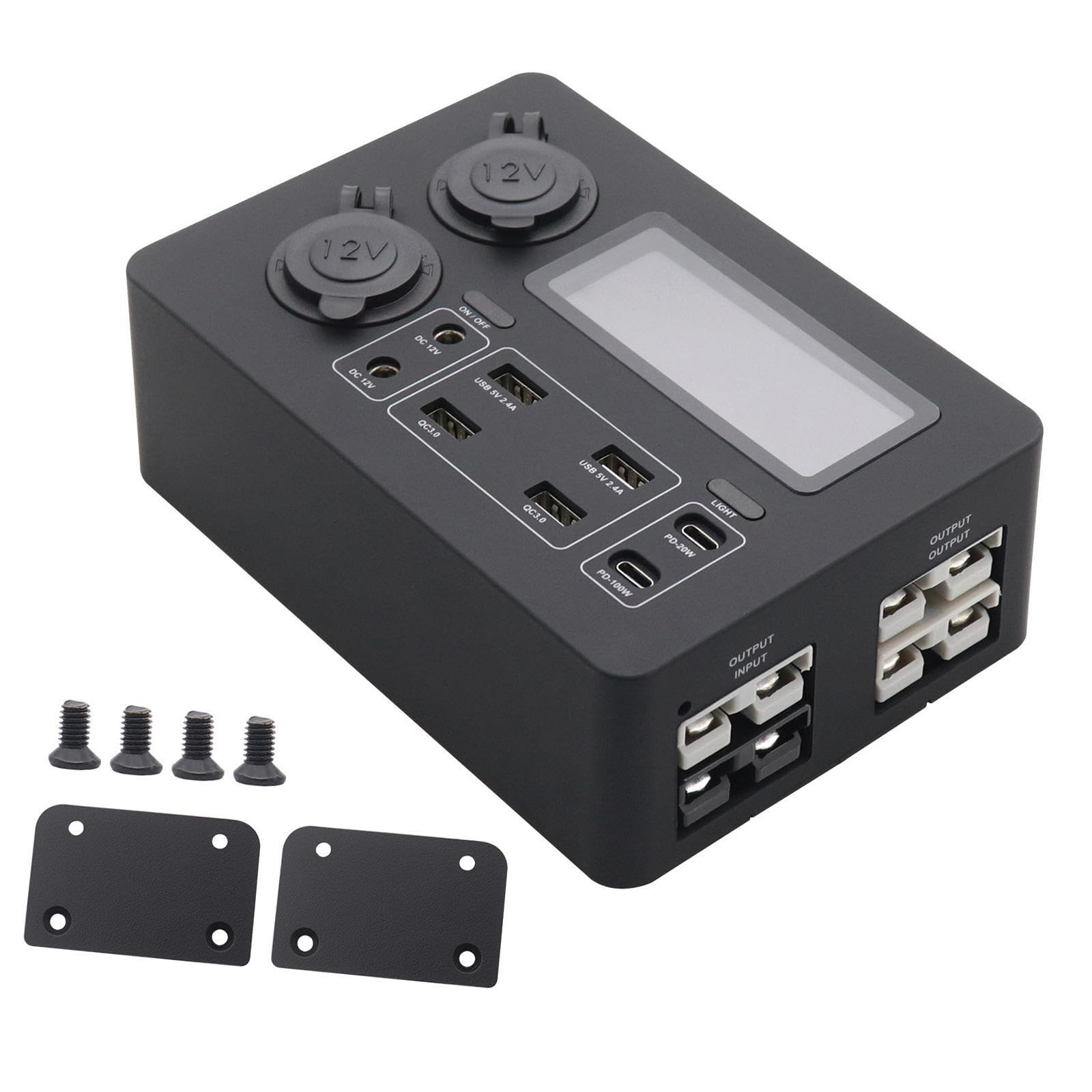 Caricabatterie portatile multipresa DC12V con porte USB per camper e campeggio all'aperto, 4 ingressi/uscite, accessori per casa, ufficio, viaggi, Scatola di alimentazione, 16.6x11.7x5.7