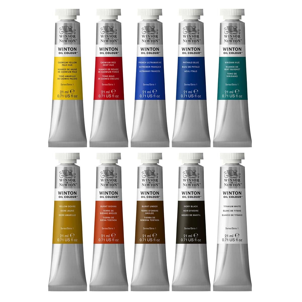 Winsor & Newton 1490697 Winton Ölfarbe feine hochwertige Ölfarbe, gleichmäßiger Konsistenz, Lichtbeständig, hohe Deckkraft, Reich an Farbpigmenten - 10 Ölfarbenset in 21 ml Tuben