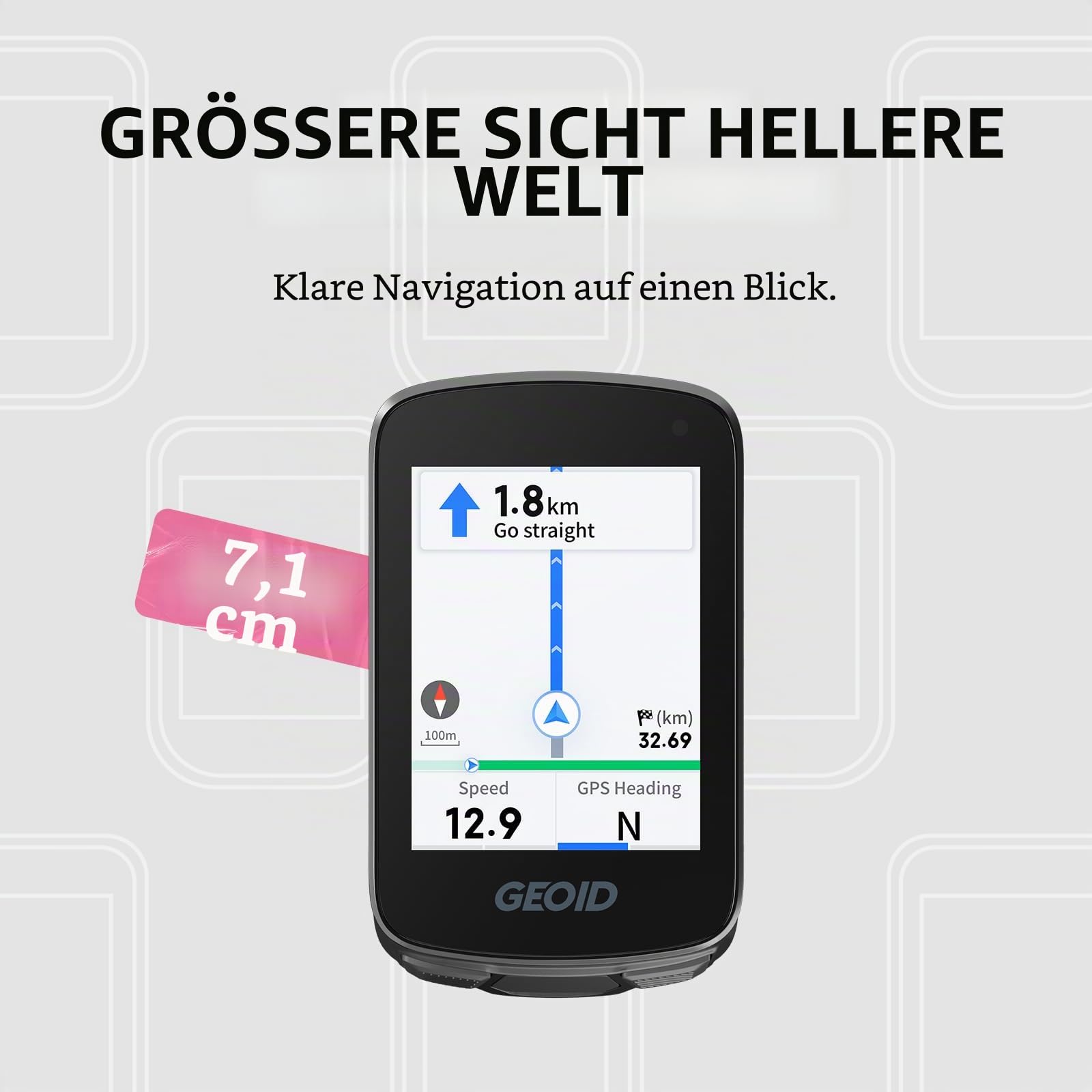GEOID CC700 Fahrradcomputer mit Halterung Set – 2,8" Farbdisplay GPS