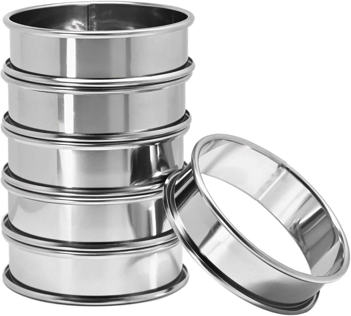 Crumpet Rings 6Pcs, 3.15" English Muffin Rings, Stainless Steel Double Rolled Rings For Frying Eggs, Metal Baking Ring Molds For All Kinds of Breakfast