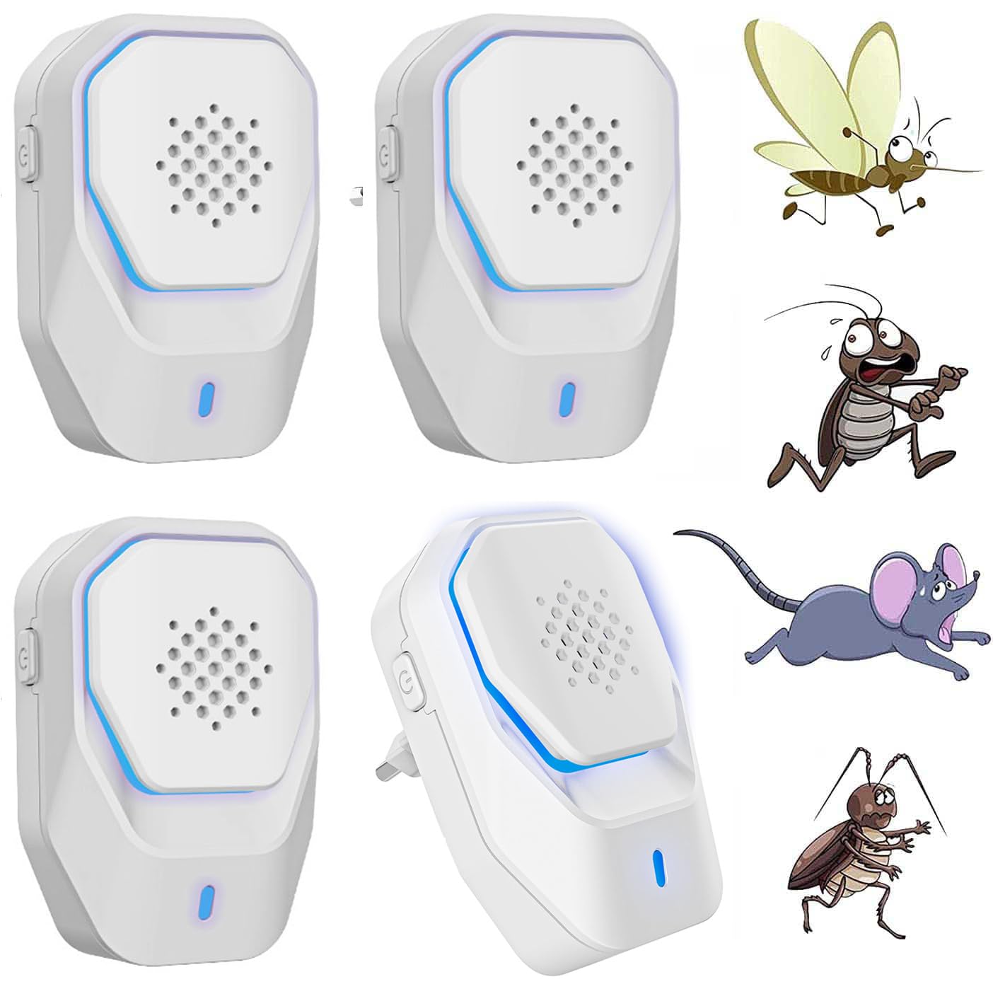 Effective Electromagnetic Ultrasonic Repellent,Ultrasonic Mosquito Repellent, Repellent for Mosquitoes, Mice, Ants, Flies, Spiders, Cockroaches, 100% Professional and Effective