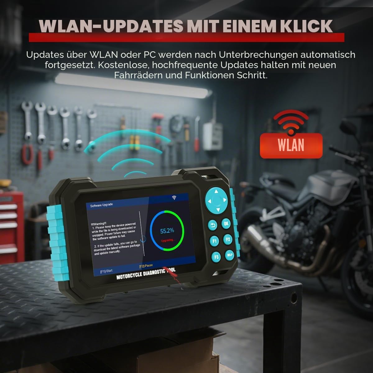 M7 Motorrad Diagnosegerät, 5 Zoll IPS Bildschirm OBD2 Scanner für Motorrad,mit ABS Entlüftung & Live-Daten, IMMO Service,TPMS, Inspektionsrückstellung für BMW,Ducati,KTM,Honda & 70+ Marken,12 Sprachen