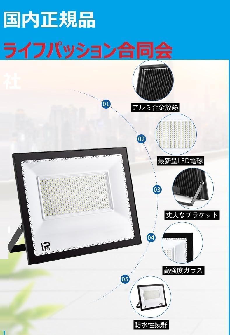 Amazon.co.jp: 200W IP66防水 LED 投光器 作業灯26000LM 2600W相当