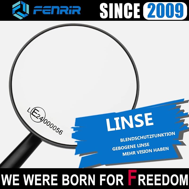 FENRIR E Jóváhagyott Motorkerékpár Visszapillantó Tükör Anti-Glare Fekete Retro CNC