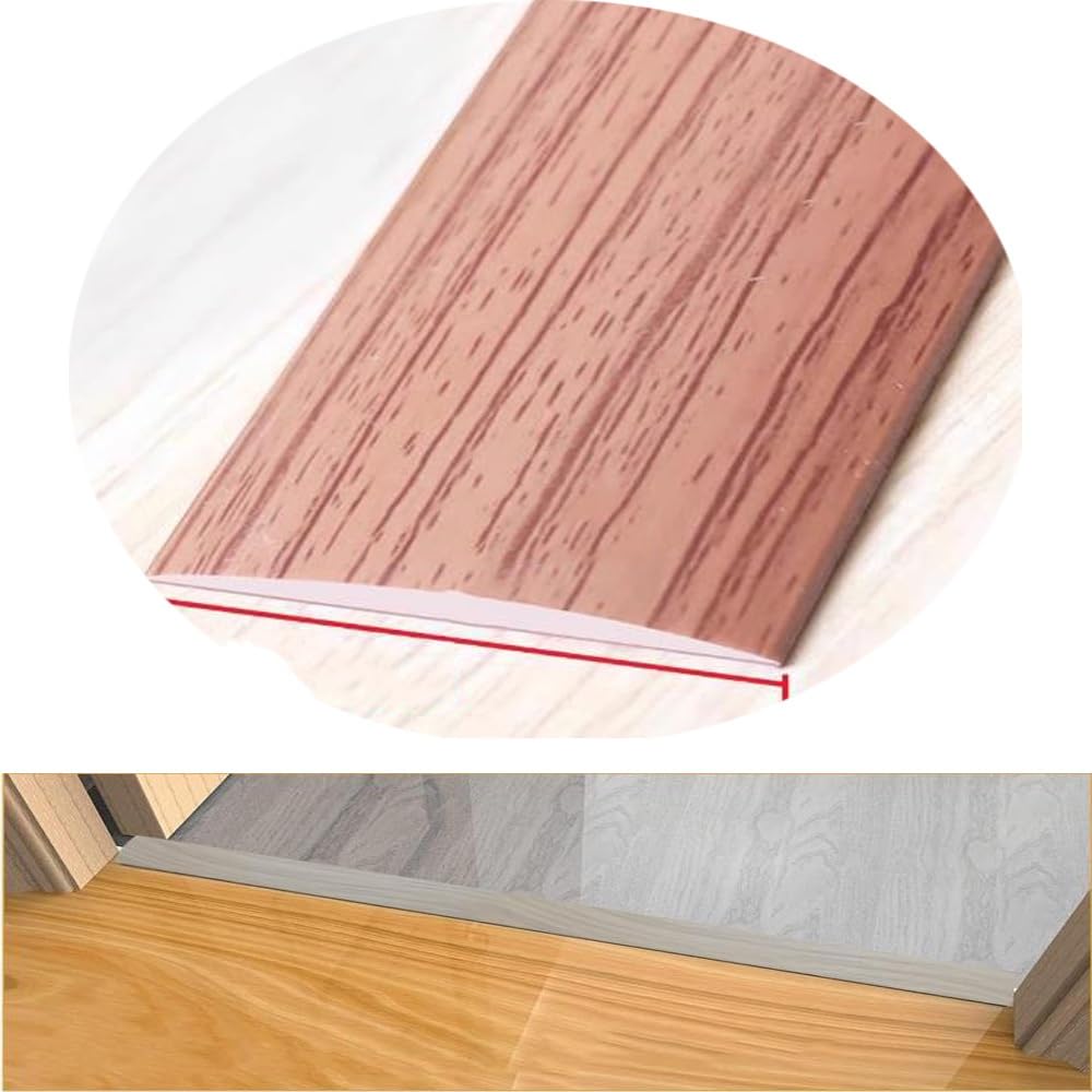 Luysmengeu Teak Pvc Floor Transition Strip Self Adhesive, Flexible Threshold Strip 2In Waterproof Edging Trim Flat Divider Strips For Joining Floor Gaps