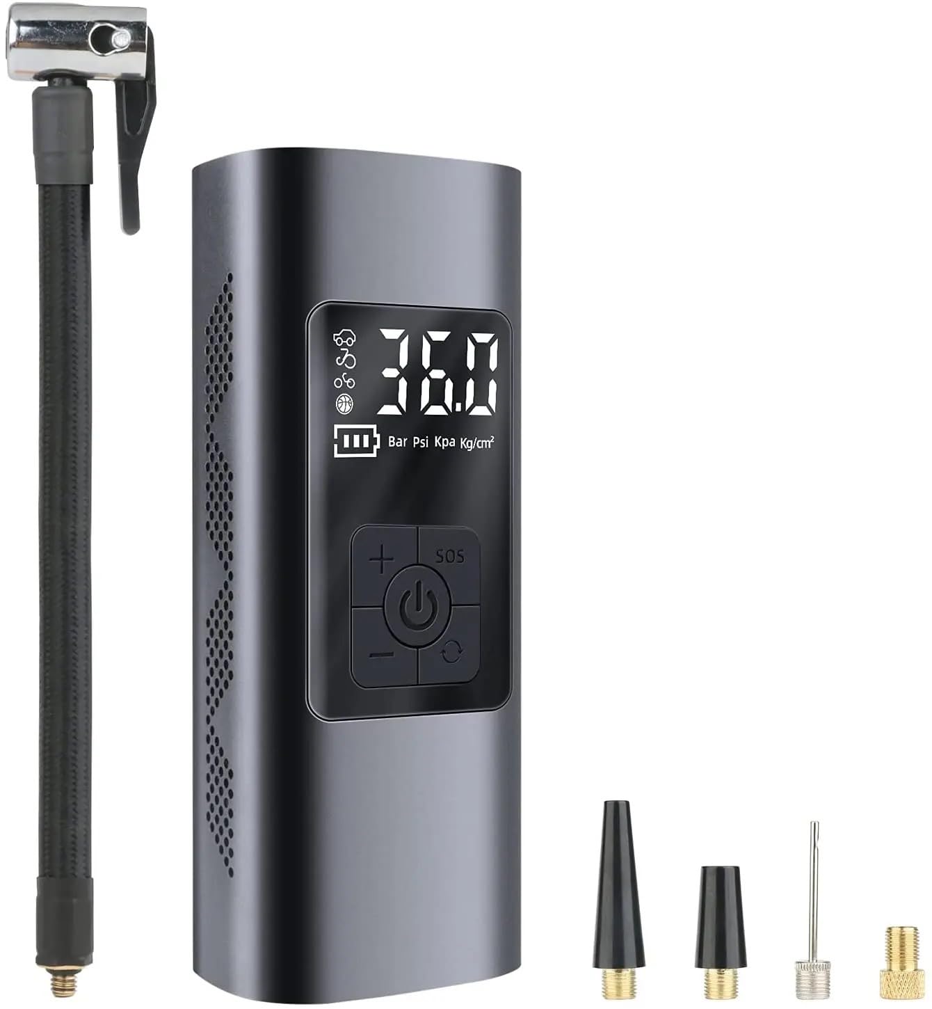 Tire Inflator Portable Air Compressor, Air Pump for Car Tires, Motorcycle, Bike, Ball with Digital Pressure Gauge, Fast Inflation, Rechargeable Long Lasting Battery [2024 Upgraded], Black