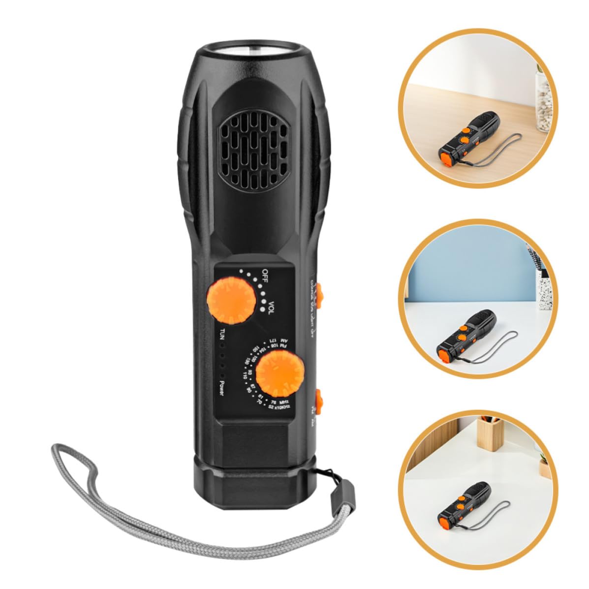 Kurbeltaschenlampe mit Radio und Sos Alarm, Wiederaufladbar für Camping
