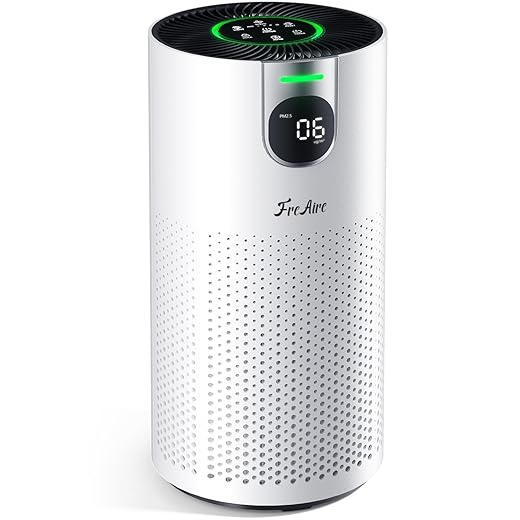 FreAire Air Purifiers for Home Large Room Covers up to 1800Ft², VisionAir 20dB Sleep Mode for Bedroom, with Real-Time AQI & PM2.5 Display,360°Intake&Outlet Air Cleaner Pet-Friendly HEPA,HAP606,White
