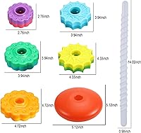 Vista 3 de Juguetes de apilamiento giratorios para bebés, anillos de apilamiento de plástico ABS con diseño de arco iris de colores para bebés de 6 a 12 meses