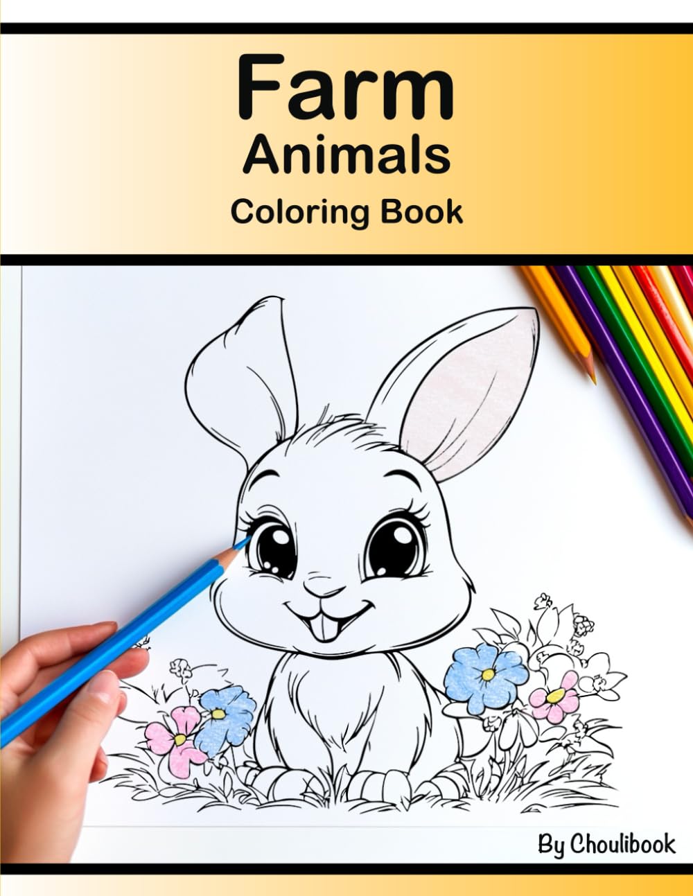 Farm Animals Coloring Book: For Kids and Adults, 50 original designs, Bilingual English/French, Anti-Stress Drawings, Size 8.5*11
