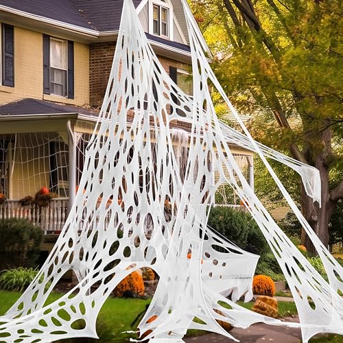 JOYIN Decoração de teia de aranha gigante de Halloween de 1000 sqft, corte a sua própria rede de aranha elástica, decoração de rede flexível assustadora para Halloween, acessórios de casa assombrada