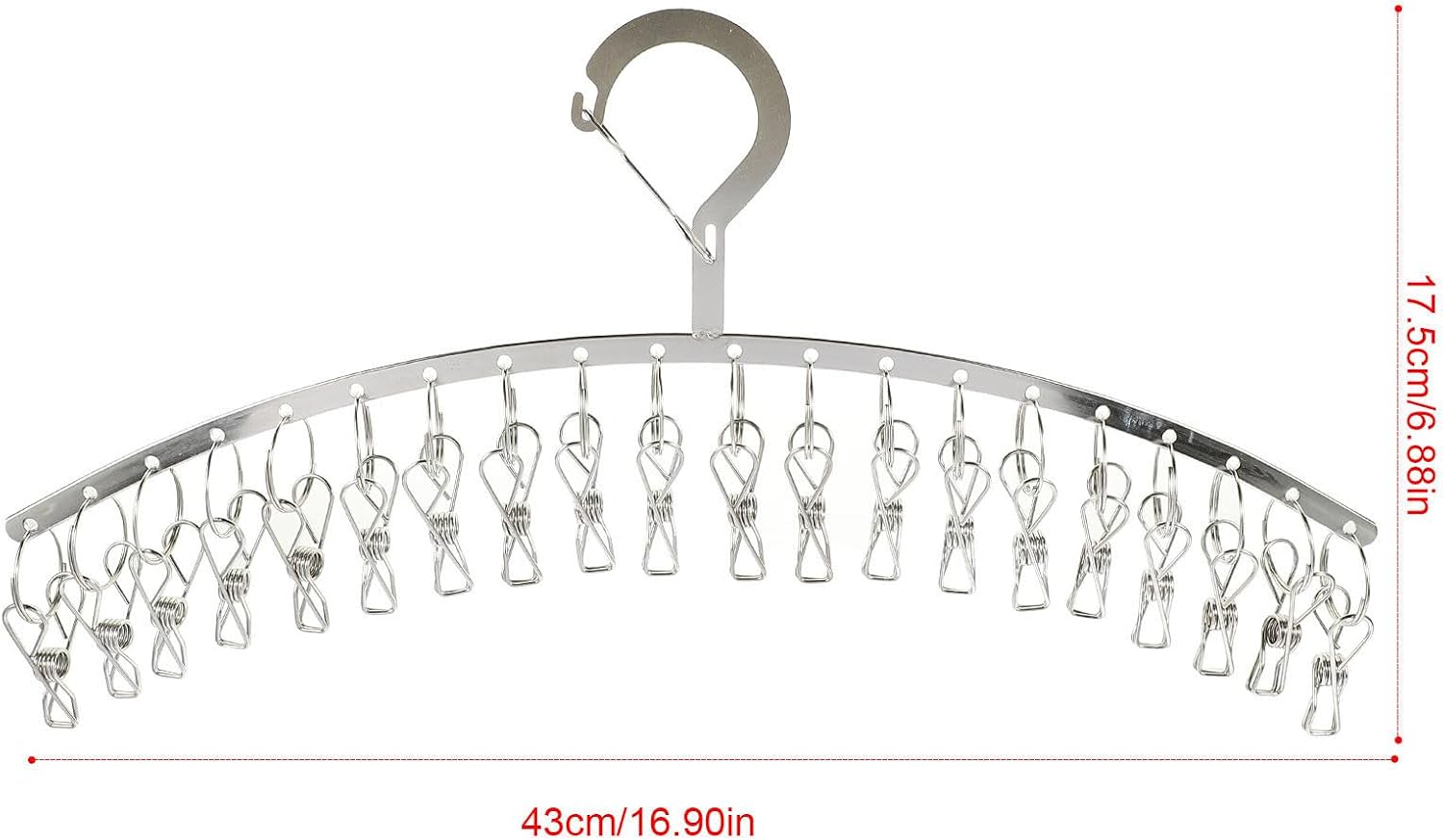 2pcs Stainless Steel Drying Rack with 20 Clips for Socks and Underwear, Multi-Purpose and Space Saving Clothes Drying Organizer for Household Use