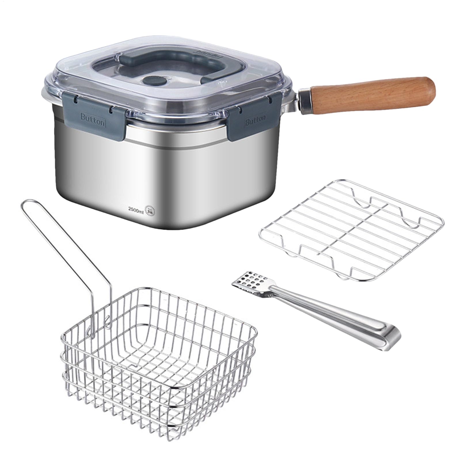 Utensilios de cocina para camping, juego de ollas y sartenes para | exteriores, freidora portátil, olla de gran capacidad, sartén cuadrada para camping, equipo de campamento ligero, maceta para