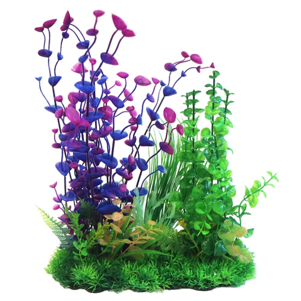 Betta Choice 13 inch Purple & Green Plastic Plant Aquarium Fish Tank Decoration