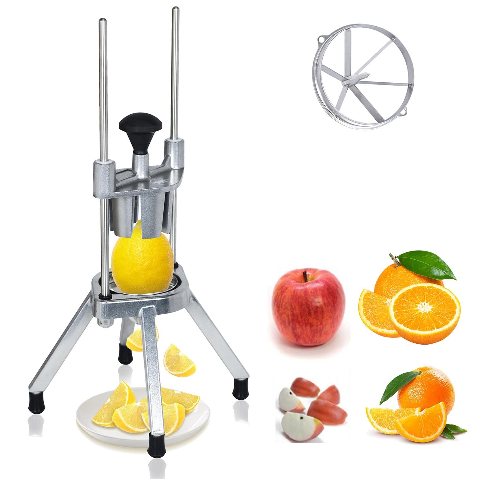 Cortador de cuña de limón y lima, cortador de acero inoxidable para verduras y frutas, ideal para tomates, patatas, cebollas, herramienta de cocina de grado comercial