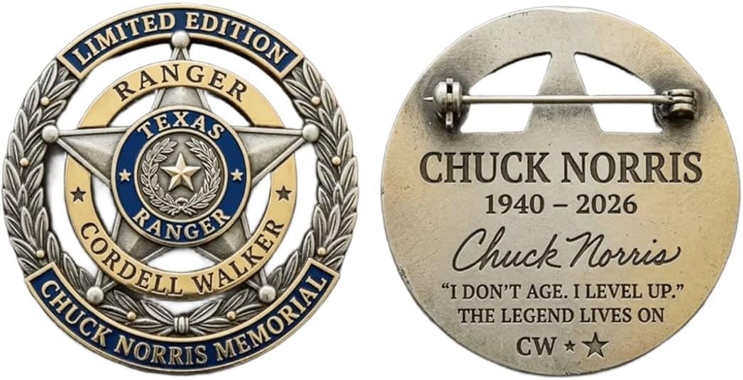 Chuck Norris Texas Ranger Cordell Walker Memorial Limited Edition Pin, Tribute Chuck Norris 1940 – 2026 Collection with Chuck’s Authentic Signature, Excellent Gift for Fans,Military