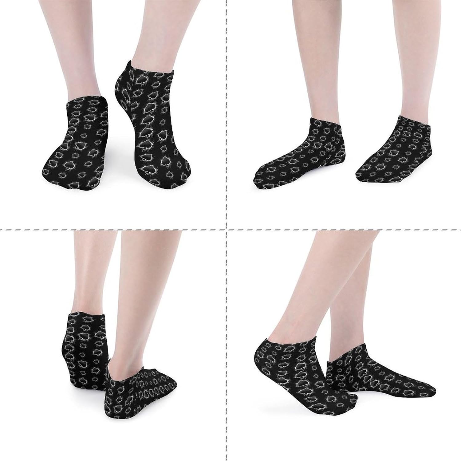Poker A of Spades 5 Pairs Low Cut Ankle Socks Casual Liner Sock No Show Invisible Socks for Men Women