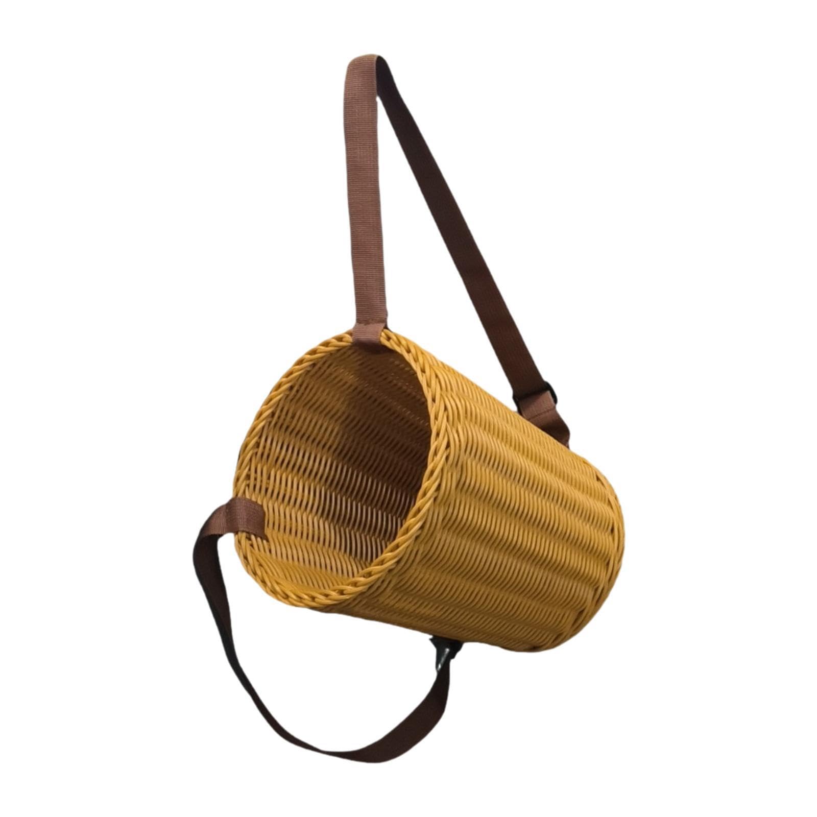 HEAVENGLOWHandwoven Fruit Basket with Shoulder Straps Garden PP Rustic Basket Backpack-image-22
