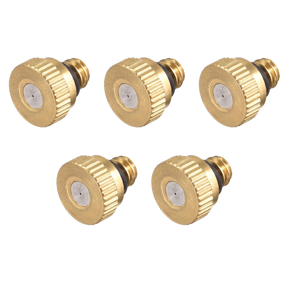 SOHNVWTGD Brass Misting Nozzle 10/24 UNC 0.3mm Orifice Dia Replacement Heads for Outdoor Cooling System 5 Pcs