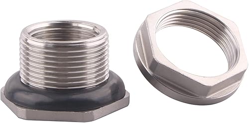 Miniatura 11 de DERNORD Conector de tanque de agua hembra de 1 pulgada, accesorios de mamparo de acero inoxidable, paquete de 5