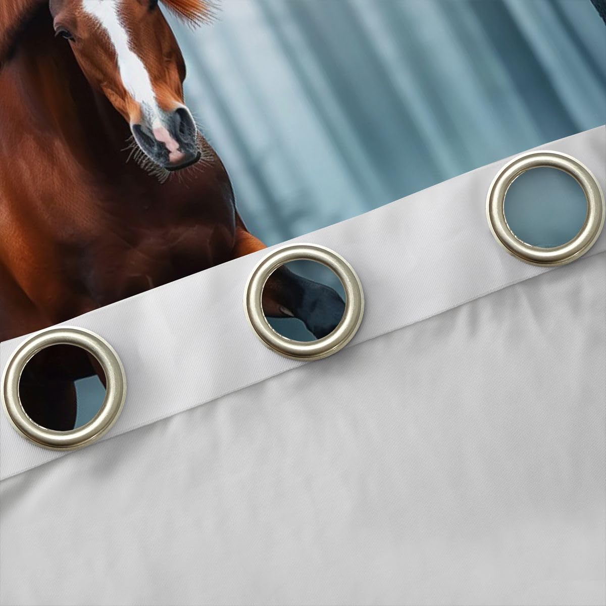 Loussiesd Blue Brown Horse - Trattamenti per finestre, 2 pannelli W46*L54