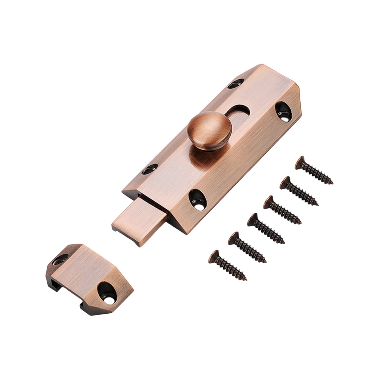 Dailibeer Red Bronze Door Bolt Latch Set Copper Sliding Hardware With Screws And Pull Knob Home Door Mounting Latch Replacement Slide Bolt Keeper Plate Utility Hardware Cabinet Closure Room Pull