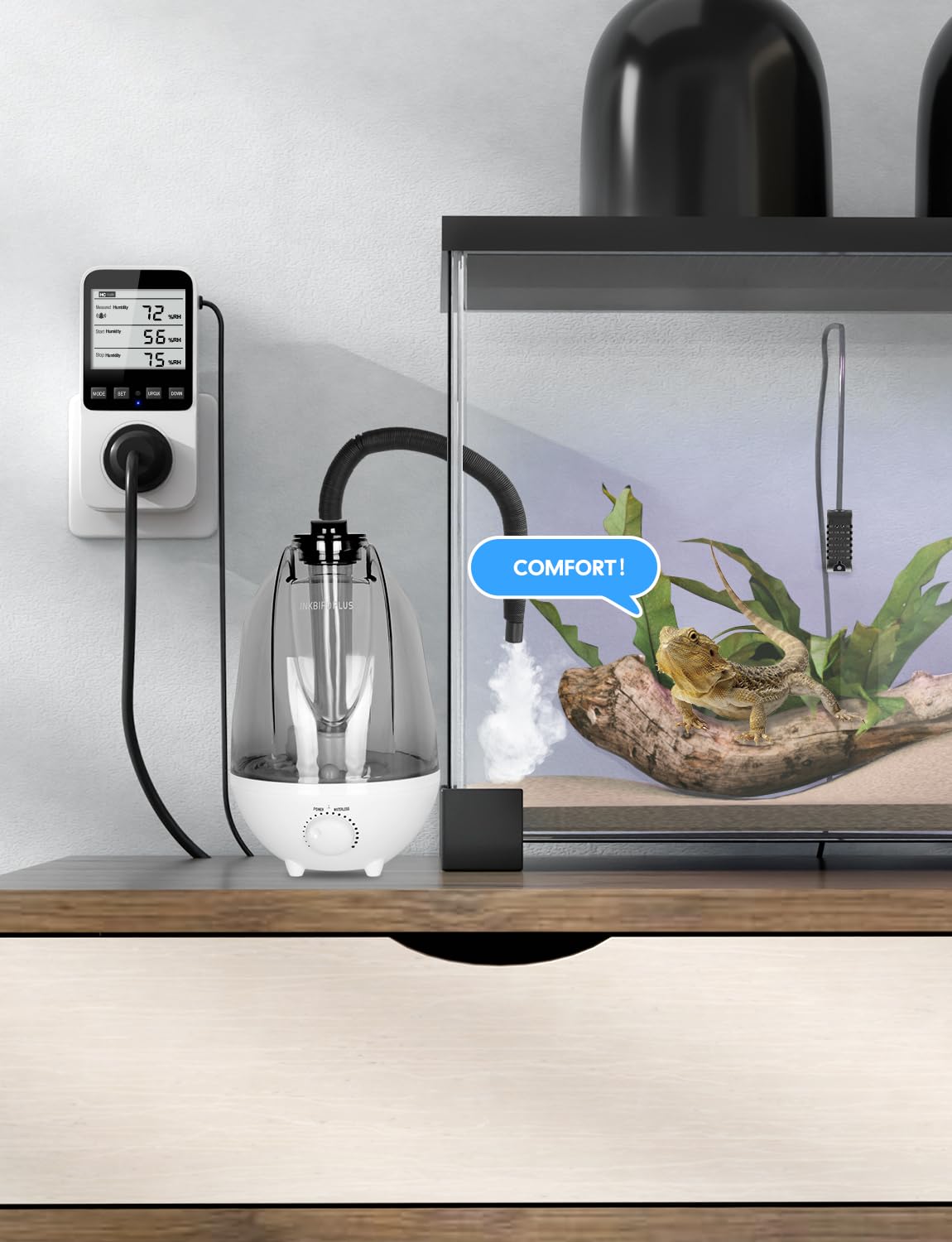 INKBIRDPLUS Feuchte- und Temperaturregler Steckdose 230V mit Alarmfunktion