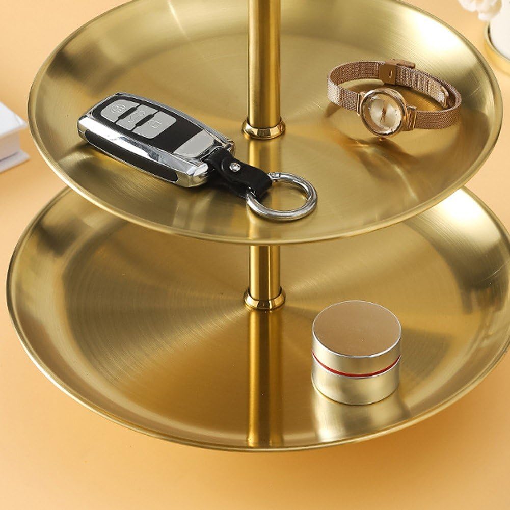 Présentoir de service à 3 étages en acier inoxydable – Plateau rond élégant pour desserts et gâteaux pour mariages, anniversaires et fêtes – Parfait pour les goûters et les divertissements