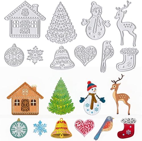 Miniatura 1 de Troqueles de Navidad para hacer tarjetas, troqueles de corte de reno de árbol de Navidad, moldes de plantilla de metal, muñeco de nieve de copo de