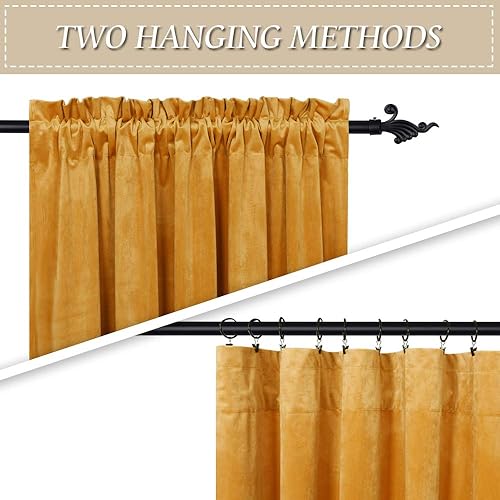 Miniatura 52 de RYB HOME Cortinas de terciopelo súper lujosas con diseño de bolsillo para barra, cortinas de privacidad con aislamiento térmico para oscurecer