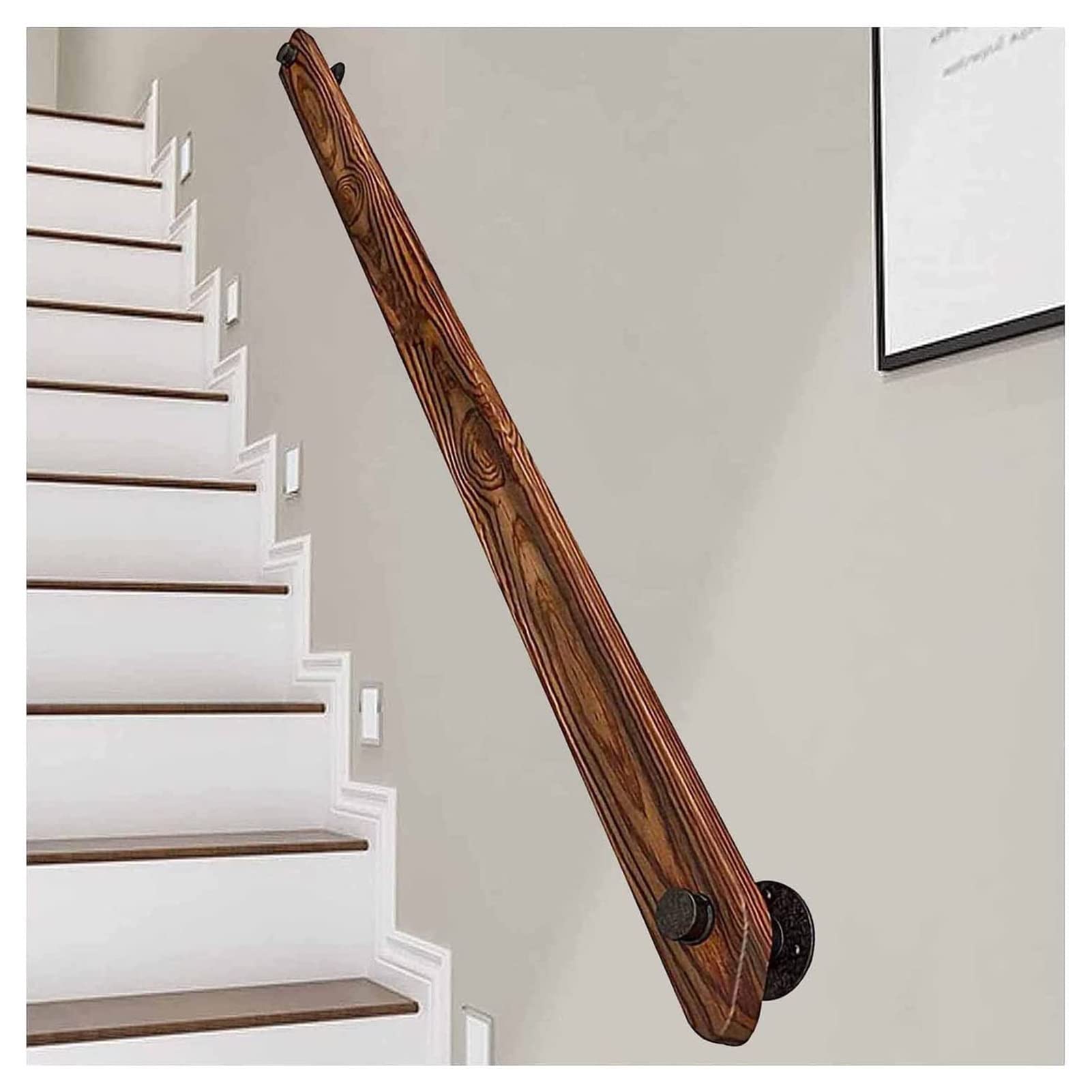 KHLMSRXJ Handrail, 30-600cm Wood Handrail Non-Slip Stair Handrail Wall Mounted Stair Railing Rustic Staircase Handrail Home Interior Loft Against The Wall Elderly Handrail (Color : Onecolor