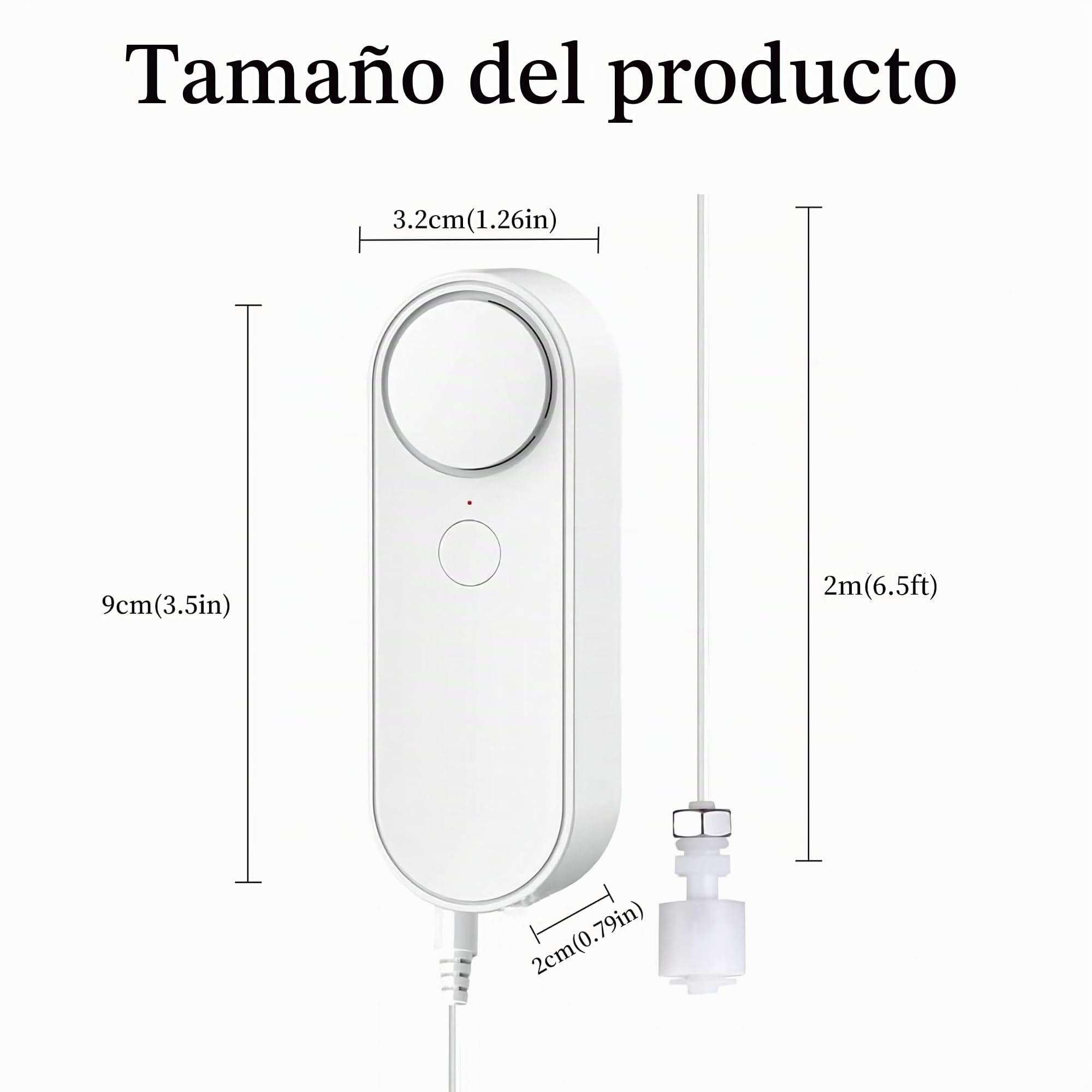 Detector Nivel Agua WiFi Tuya Smart Sensor Alarma Doble Sonda Volumen Alto App Alerta Monitoreo con 6.5 Pies Línea de Detección para Piscina Tanque de Peces Acuario