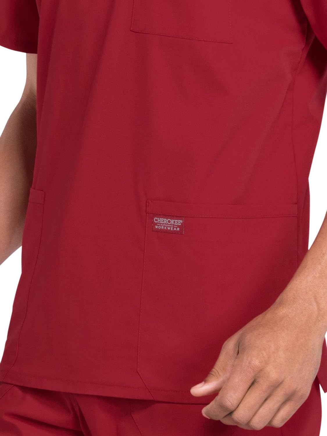 Cherokee Scrubs for Men Workwear Professionals V-Neck Four-Pocket Scrub Top WW695 X-Small Red