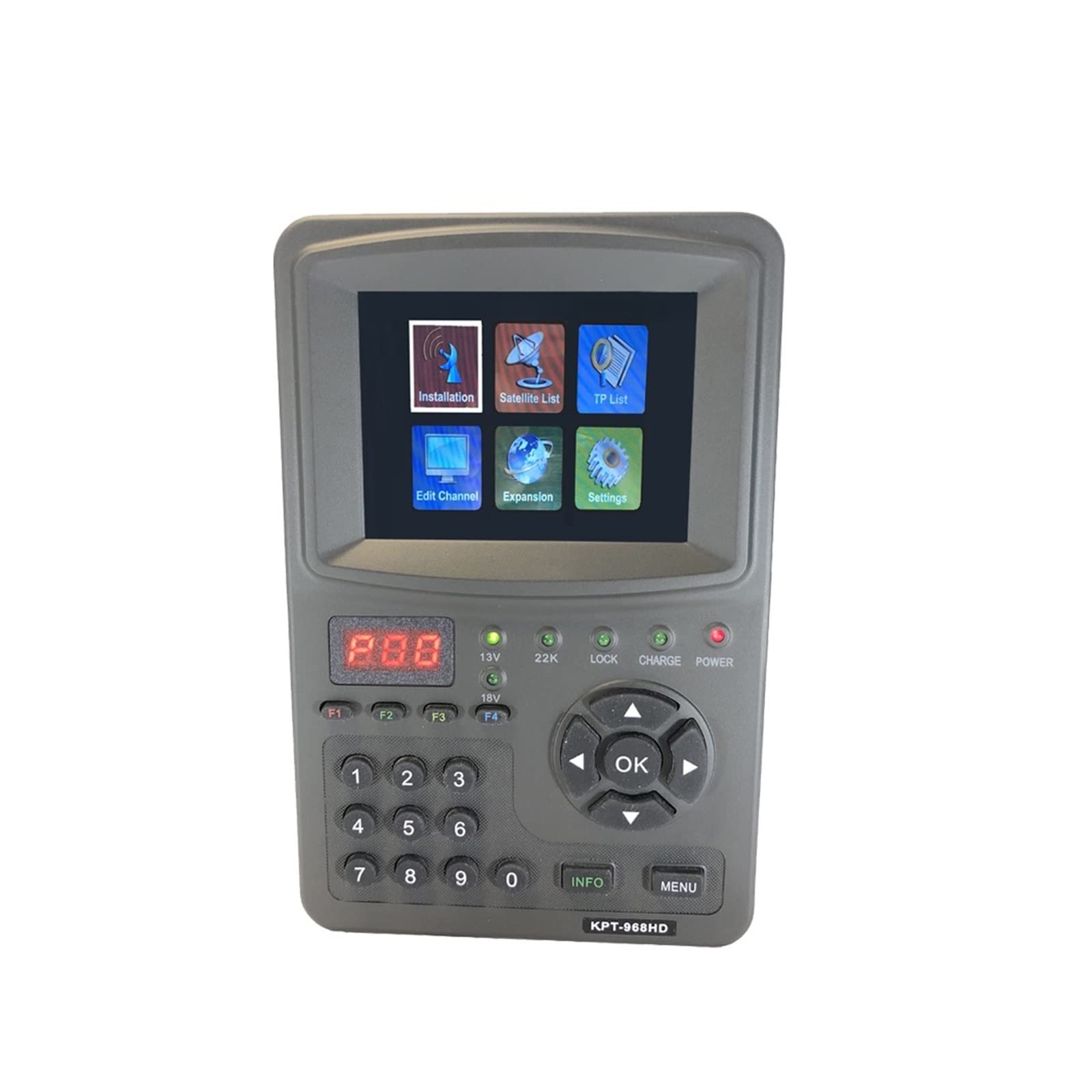 Medidor de Intensidad de señal de TV, KPT-968HD DVB-S2 Buscador de satélite Full HD Digital Satellite TV Receptor Finder Meter MPEG-4 HD DVB-S2 + HEVC H2.65 4K Finder AVS +,Buscador de satélites