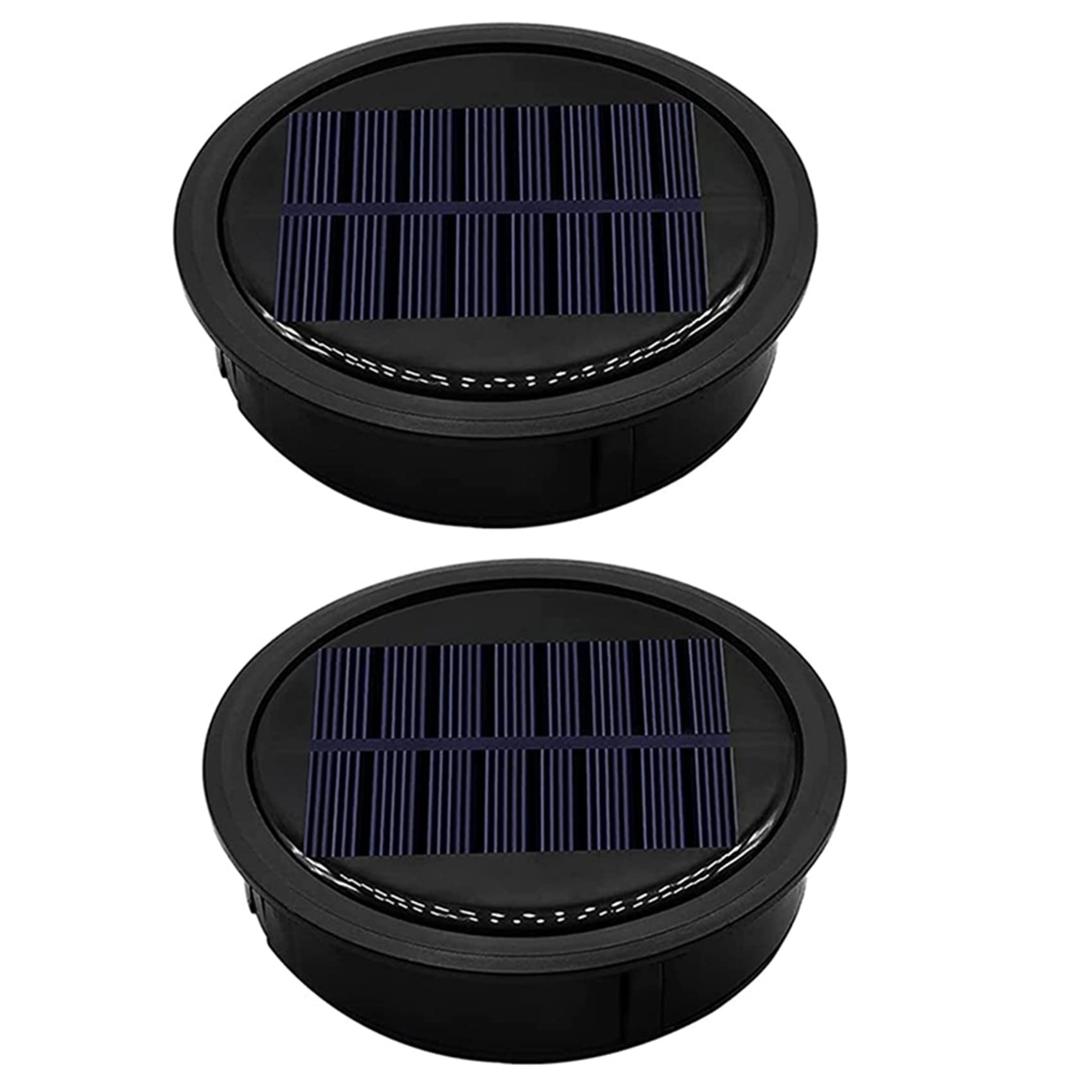 Fuzzbat Black 2 Pack Big Solar Light Replacement Top For Outdoor Hanging Lanterns, More Powerful More Energy Efficient
