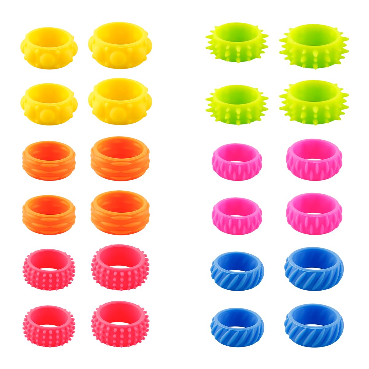 Lotsdonxia 24PCS Multicolor Silicone Fidget Rings for Kids - Quiet Sensory Spinner Toys for Stress Relief Focus & Classroom Prizes