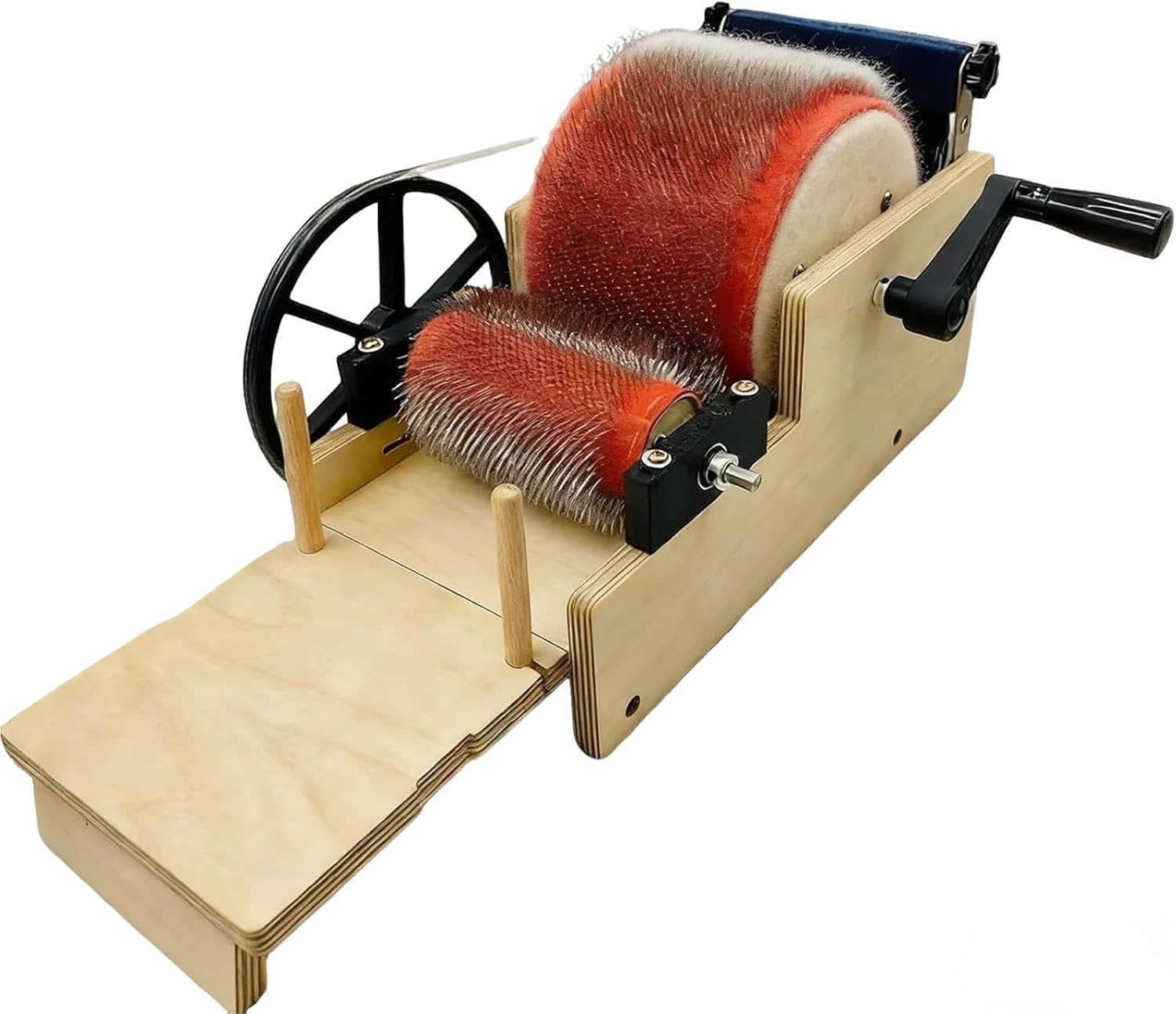 Manual Wool Carding Machine, Hand Drum Carder, Hand Crank Wool Combing Machine, Fast Color Mixing, Fiber Combing, Spinning, Blending Wheel for DIY Craft Make Felt Animals.(24cm)