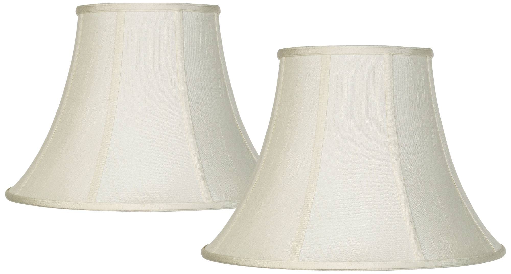 Set of 2 Flared Bell Lamp Shades Cream Large 9" Top x 18" Bottom x 13" High Spider with Replacement Harp and Finial Fitting - Imperial Shade 