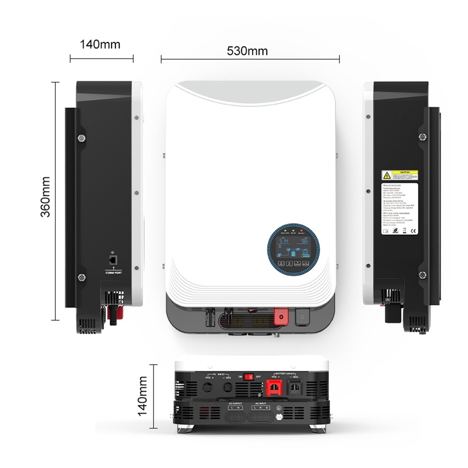 6.2KW Hybrid Solar Inverter 48V 230V Pure Sine Wave MPPT off Grid Inverter Inversor Build-in MPPT Solar Charge Controller (03A-6200W-48V)