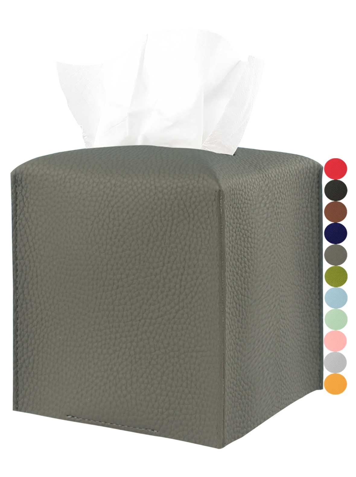 Carrot's Den Copriscatola Fazzoletti In Pelle PU Quadrato Con Cinturino Velcro, Portafazzoletti Elegante Per Auto, Casa E Ufficio (Azzurro)
