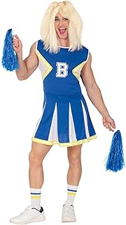 FIESTAS GUIRCA | Disfraz de Animadora Azul para Hombre - Vestido de Cheerleader para Despedidas de Soltero, Halloween, Carnaval y Fiestas de Disfraces - Adulto