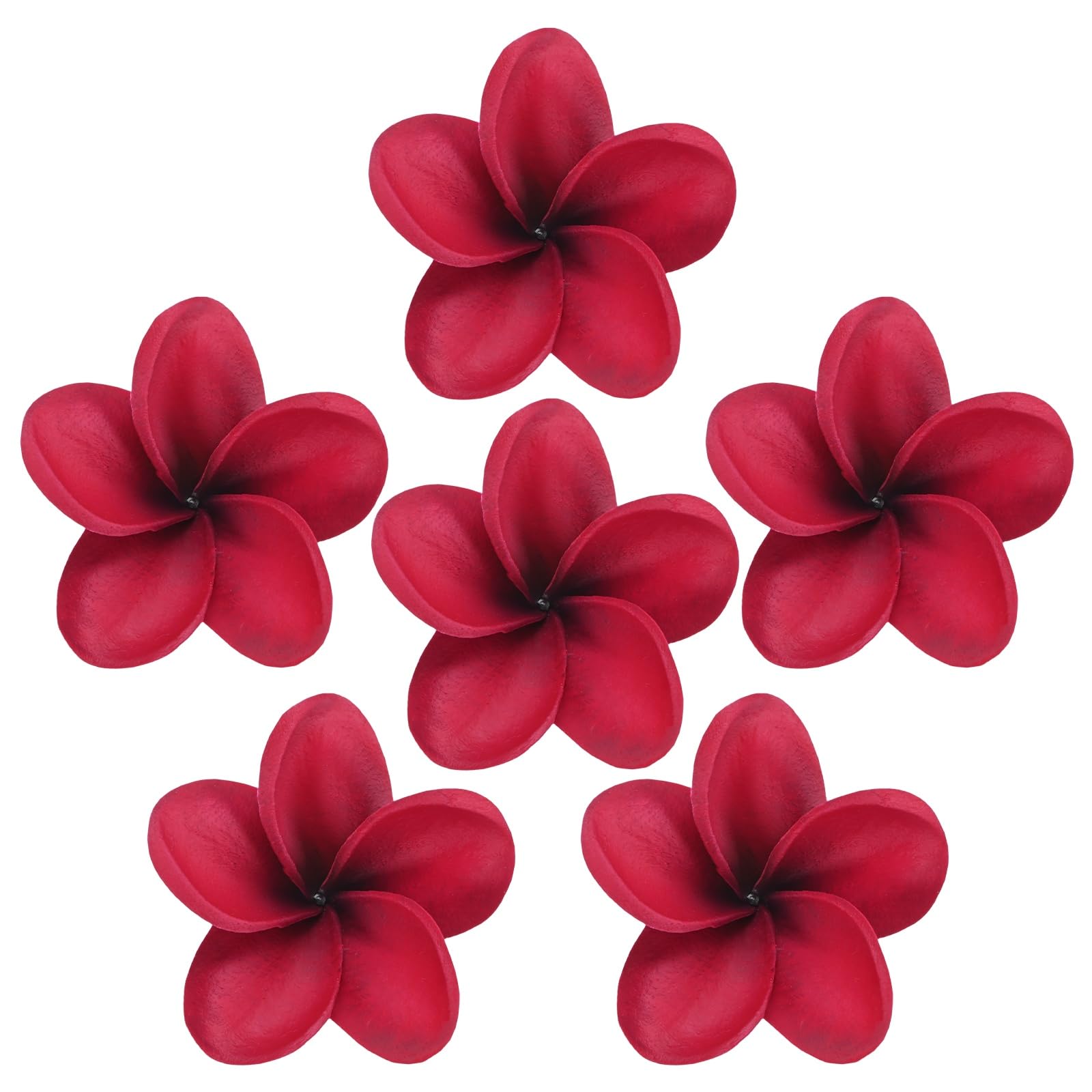 M METERXITY 6-Pack Artificial Plumeria Flowers, Fake Silk Heads Flower Plumeria Bulk Petal for DIY Crafts/Dress/Wedding/Party Decoration [Wine Red, 3.54"/ 9cm]